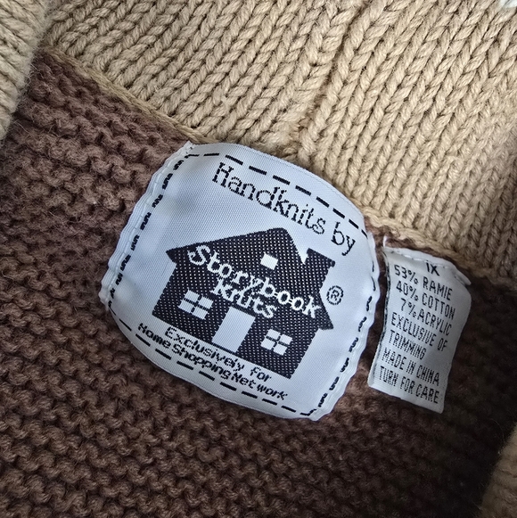 Storybook Knits Dog Motif Heavyweight Knit Cardigan Sweater Bone Buttons 1X - Picture 3 of 16